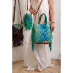 Cowhide Tooling Carving Fringe Bag - Image 2