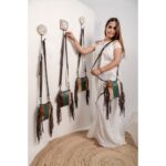 Cowhide Tooling Carving Fringe Bag