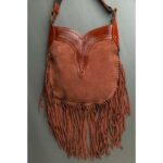 Cowhide Tooling Carving Fringe Bag