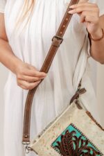 Cowhide Tooling Carving Fringe Bag - Image 7