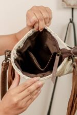 Cowhide Tooling Carving Fringe Bag - Image 8