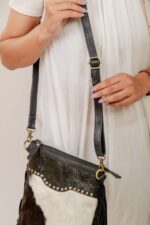 Cowhide Tooling Carving Fringe Bag - Image 4