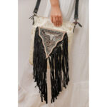 Cowhide Tooling Carving Fringe Bag