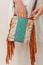 Cowhide Tooling Carving Fringe Bag - Image 4