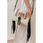 Cowhide Tooling Carving Fringe Bag