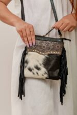 Cowhide Tooling Carving Fringe Bag - Image 5