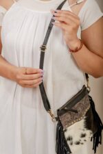 Cowhide Tooling Carving Fringe Bag - Image 3