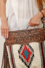 Cowhide Tooling Carving Fringe Bag - Image 4