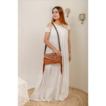 Cowhide Tooling Carving Fringe Bag