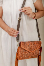 Cowhide Tooling Carving Fringe Bag - Image 5