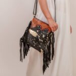 Cowhide Tooling Carving Fringe Bag - Image 4