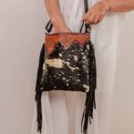 Cowhide Tooling Carving Fringe Bag - Image 3