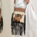Cowhide Tooling Carving Fringe Bag - Image 4