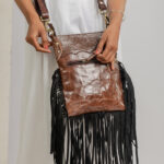 Cowhide Tooling Carving Fringe Bag - Image 6