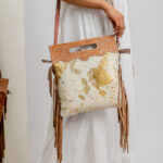 Cowhide Tooling Carving Fringe Bag - Image 3