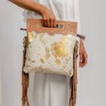 Cowhide Tooling Carving Fringe Bag - Image 7