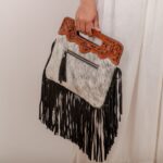 Cowhide Tooling Carving Fringe Bag - Image 4