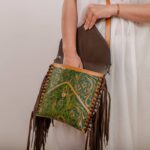 Cowhide Tooling Carving Fringe Bag - Image 3