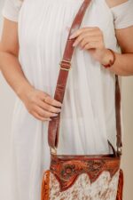 Cowhide Tooling Carving Fringe Bag - Image 4