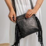 Cowhide Tooling Carving Fringe Bag - Image 6