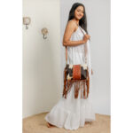 Cowhide Tooling Carving Fringe Bag