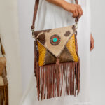 Cowhide Tooling Carving Fringe Bag - Image 3
