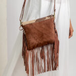 Cowhide Tooling Carving Fringe Bag - Image 5
