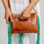 Cowhide Tooling Carving Fringe Bag - Image 5