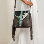 Cowhide Tooling Carving Fringe Bag - Image 3