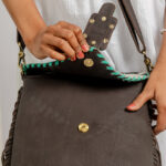 Cowhide Tooling Carving Fringe Bag - Image 6