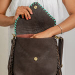 Cowhide Tooling Carving Fringe Bag - Image 8