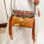 Cowhide Tooling Carving Fringe Bag - Image 3