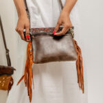 Cowhide Tooling Carving Fringe Bag - Image 4