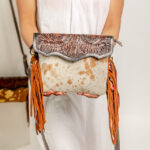 Cowhide Tooling Carving Fringe Bag - Image 7