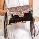 Cowhide Tooling Carving Fringe Bag - Image 3