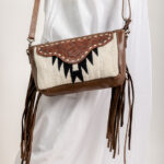 Cowhide Tooling Carving Fringe Bag - Image 3