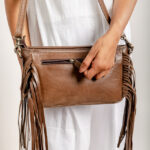 Cowhide Tooling Carving Fringe Bag - Image 5