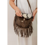 Suede Leather Cowhide Fringe Bag - Image 4