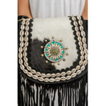 Natural Shell Cowhide Fringe Bag - Image 4