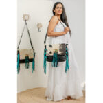 Cowhide Turquoise Fringe Bag