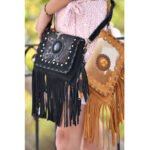 Stone Cowhide Fringe Bag - Image 2