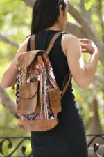 Leather Jacquard Backpack