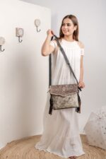 Cowhide Tooling Carving Fringe Bag - Image 2